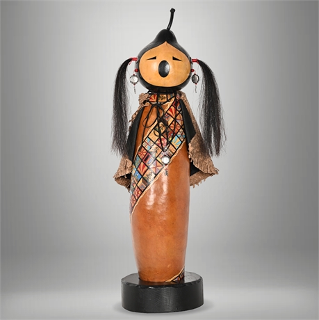Patricia Black “Dolly” Signed Painted Gourd Sculpture
