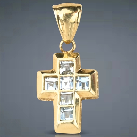 10K Topaz Cross Pendant