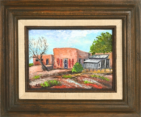 Ilse Lanphere Las Cruces Adobe – Oil on Masonite, Signed & Framed