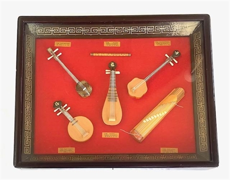 Chinese Miniature Instrument Collection in Frame