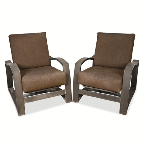 Pair Telescope Casual Belle Isle Aluminum Cushion Rocker Glider Chairs