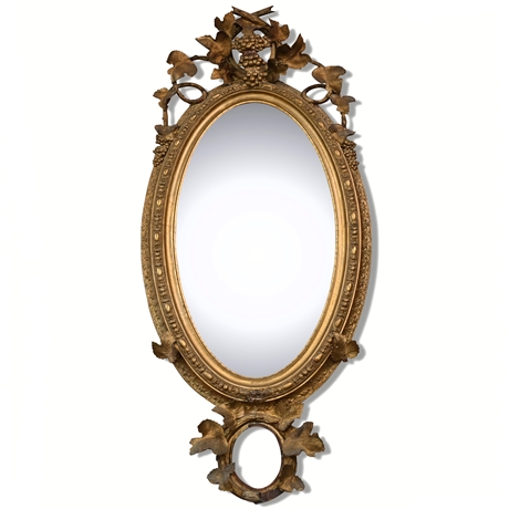 For Restoration: Antique Oval Baroque Mirror
