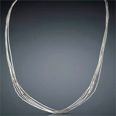 5 Strand Liquid Silver Necklace