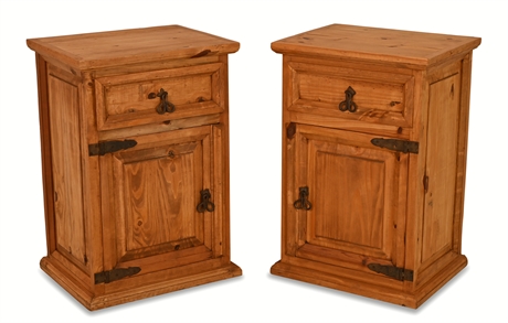 Pair Rustic Panel Side Chests