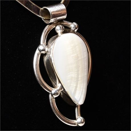 Vintage Sterling Silver and Mother of Pearl Pendant