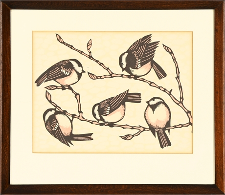 Dale De Armond 'Chickadees in the Cottonwood Tree'