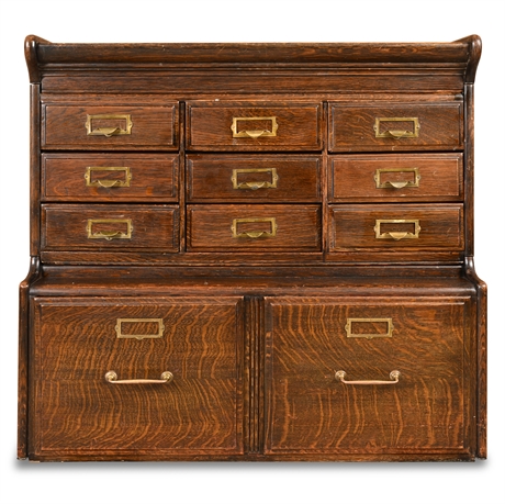 Gunn Furniture Co. Oak File Cabinet w/ Brass Hardware