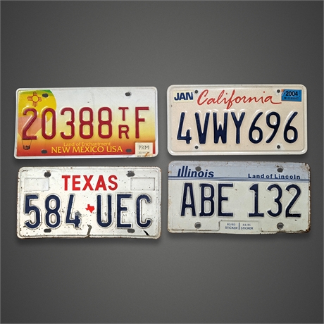 Americana Road Trip Collection — 4 Distinct Vintage U.S. License Plates