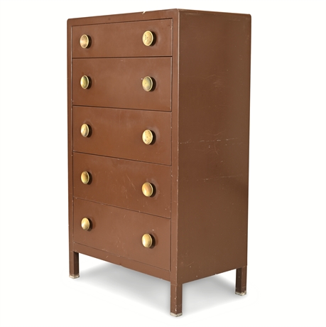 Simmons Mid-Century Enameled Steel Dresser – Brass Handles, c.1950s