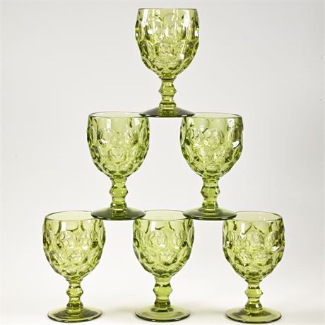 (6) Vintage Imperial Glass Verde Green Goblets