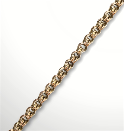 14K Long Antique Double Link Chain Necklace