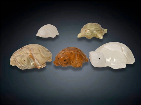 Carved Onyx and Stone Turtles
