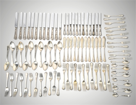 Franz Bahner German 100+ oz Silver Flatware Set, FBZ2 Pattern – 94 Pcs
