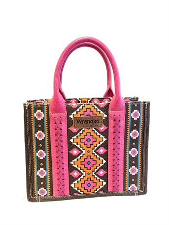 Pink Leather and Tapestry Wrangler Purse