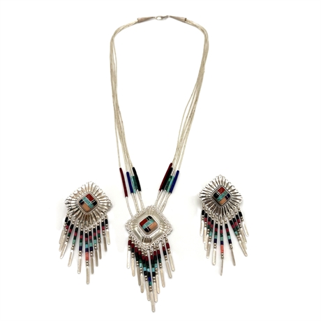 Zuni 5-Strand Liquid Silver Set