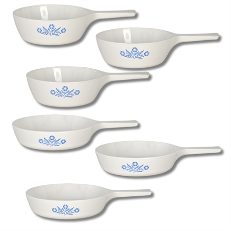 Set of (6) Corning Ware “Cornflower Blue” Handled Pans – P-81-B & P-83-B