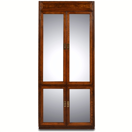 Campaign Style Lighted Curio Cabinet