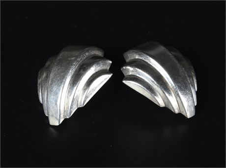 Pair Vintage Sterling Silver Clip on Earrings