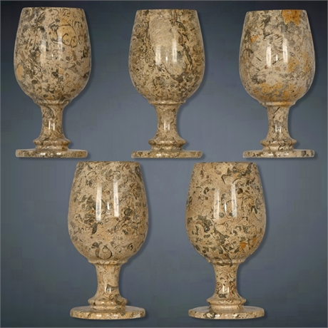 Set of 5 Vintage Dragonstone Goblets/Stems