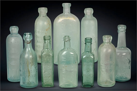 Antique Aqua Blue Bottles