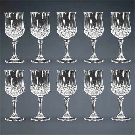 (10) Cristal D'Arques "Longchamp" Collection Goblets Water/Wine