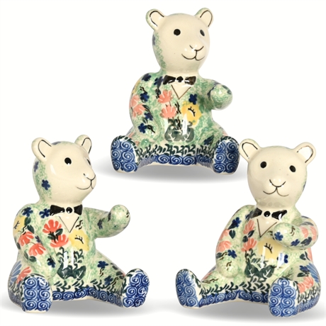 (3) Vintage Unikat Bear Figurines