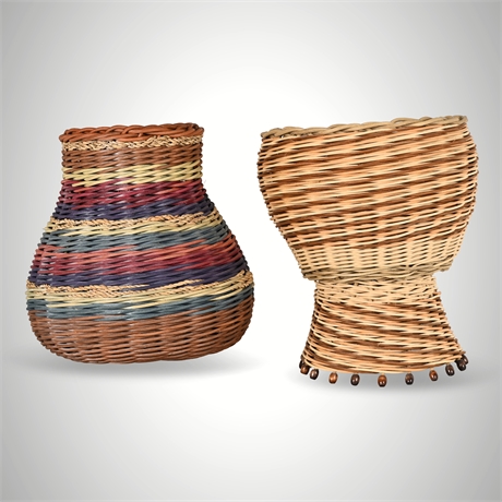Pair of Pat Jeffers Art Baskets – Mesilla Valley Weavers, 2009 Exhibited