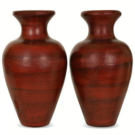 Pair 24" Terracotta Floor Vases