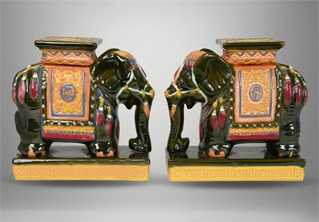 Pair Elephant Garden Stool Style Bookends
