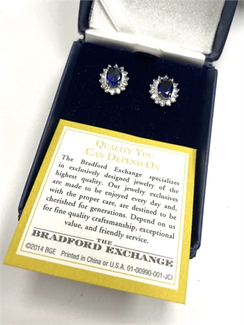 Bradford Exchange Sterling Silver “Sapphire” Earrings
