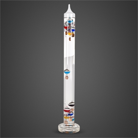 24" Galileo Glass Thermometer — 11 Floats, Tall Scientific Display