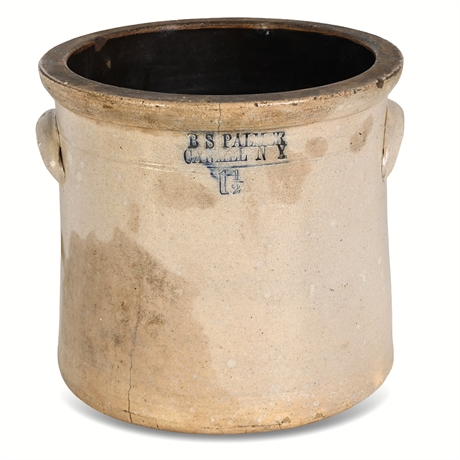 Antique Stoneware Crock B S Palmer Carmel NY — 1½ Gal Salt Glaze