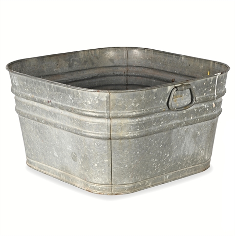 Galvanized Double-Handle Utility Tub – Vintage Sq. Wash Bin