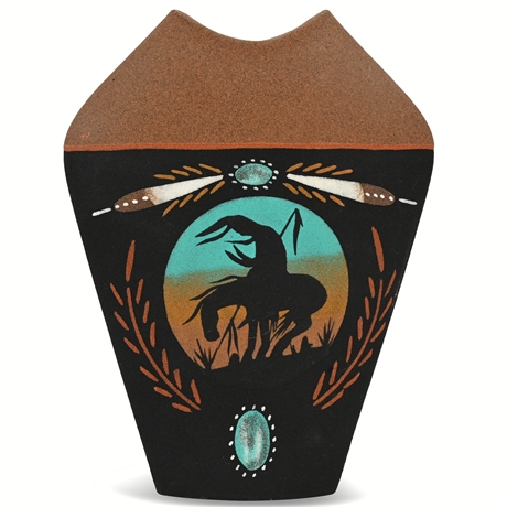 F. Yazzie Navajo Sandpainting Vase