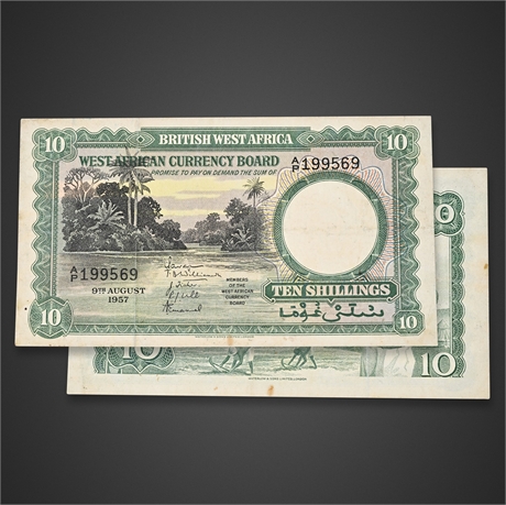 British West Africa 10 Shillings Note – 1957, West African Currency Board