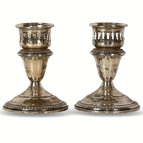 Sterling Silver Empire Weighted Hurricane Candle Holders