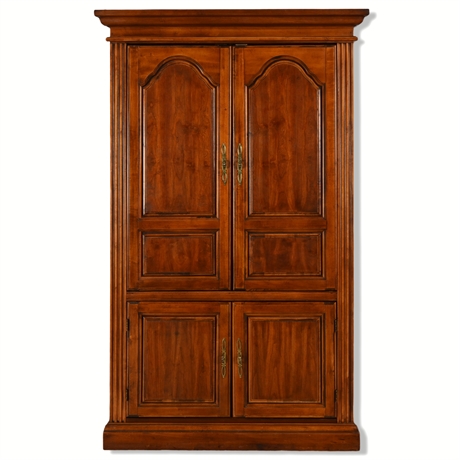 Vintage Wooden Armoire with Pocket Doors