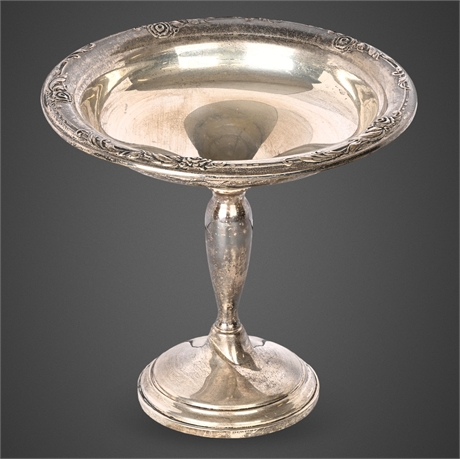 International Sterling “Damask Rose” Weighted Compote, 6.75” Dia.