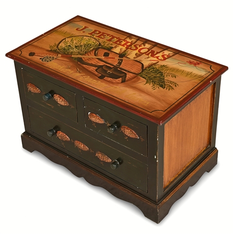 J. Peterson's Hand-Painted 3-Drawer Chest — Fishing Lure Folk Art Décor