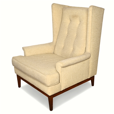 Mid-Century Wingback Lounge Chair – Walnut Base