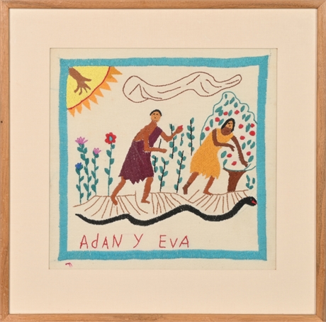 Adan y Eva Embroidered Panel