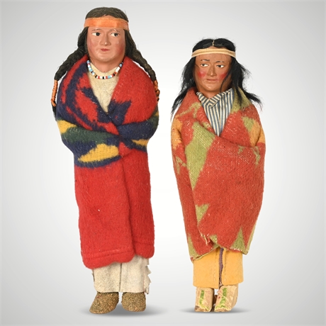 Pair of Vintage Skookum Dolls