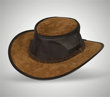 Leather & Mesh Outback Hat by The Hatters Trinidad CO – Size 7 ½ XL