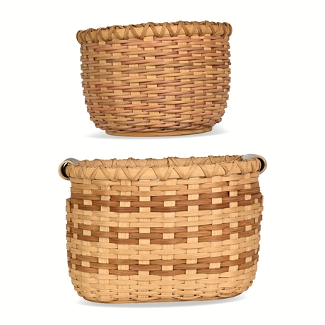 Arlene Zaloznik AZ Baskets Handwoven Cane Baskets, Pair