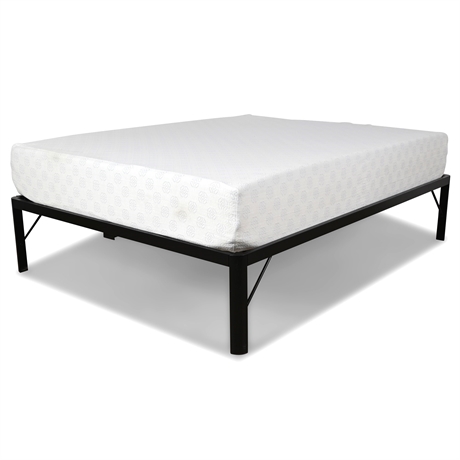 Contemporary Steel Queen Platform Bed