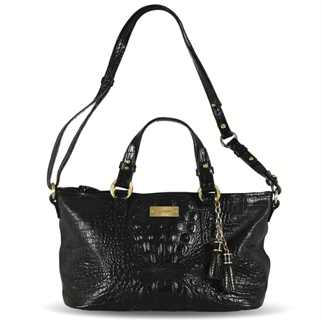 Brahmin Black Leather "Crocodile" Handbag