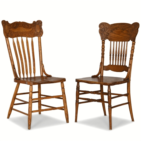 Antique Oak Pressback Chairs