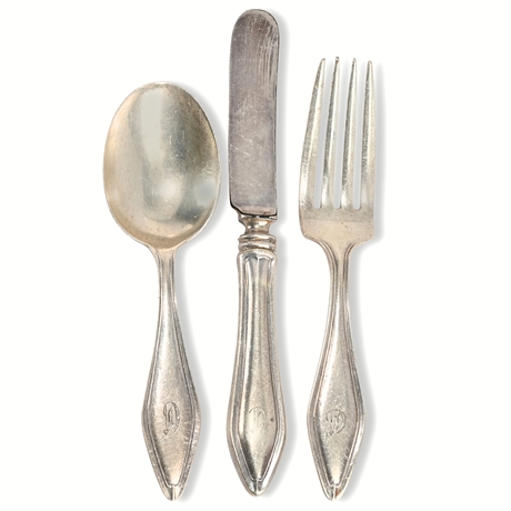 Antique 'Mary Chilton' Sterling Silver Infant Utensils