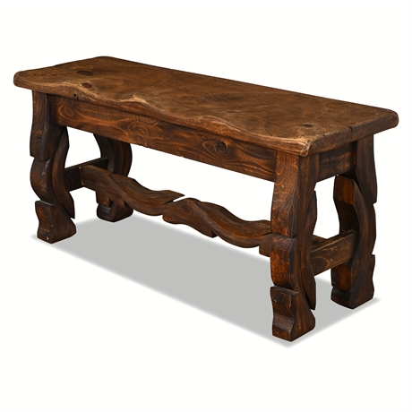 Ox Yoke Bench with Hand-Carved Contour Seat