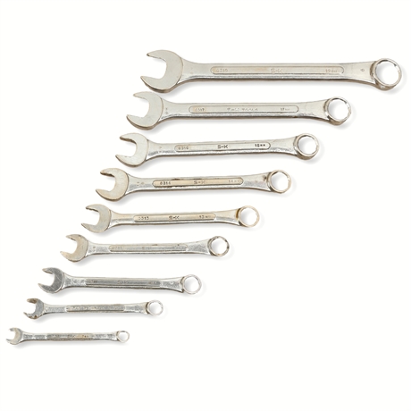 S-K Tools 9-Piece Metric Wrench Set – Combination Open-End and Box-End